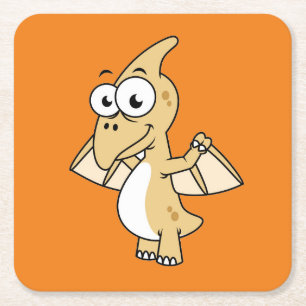Niedliche Illustration eines Pterodaktyls. 2 Rechteckiger Pappuntersetzer