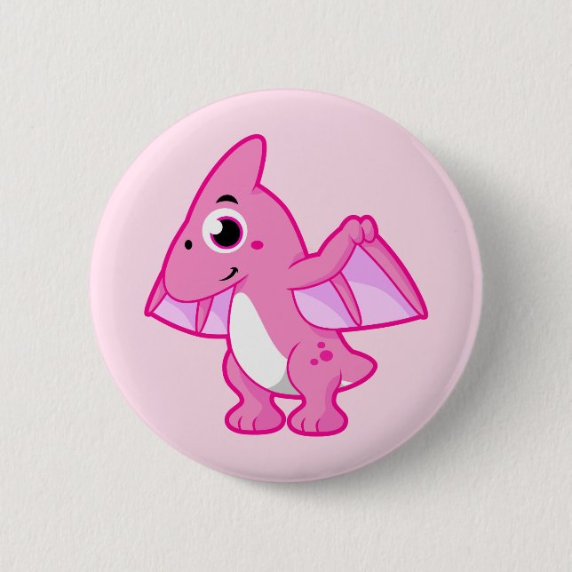 Niedliche Illustration eines Pterodaktyls. Button (Vorderseite)