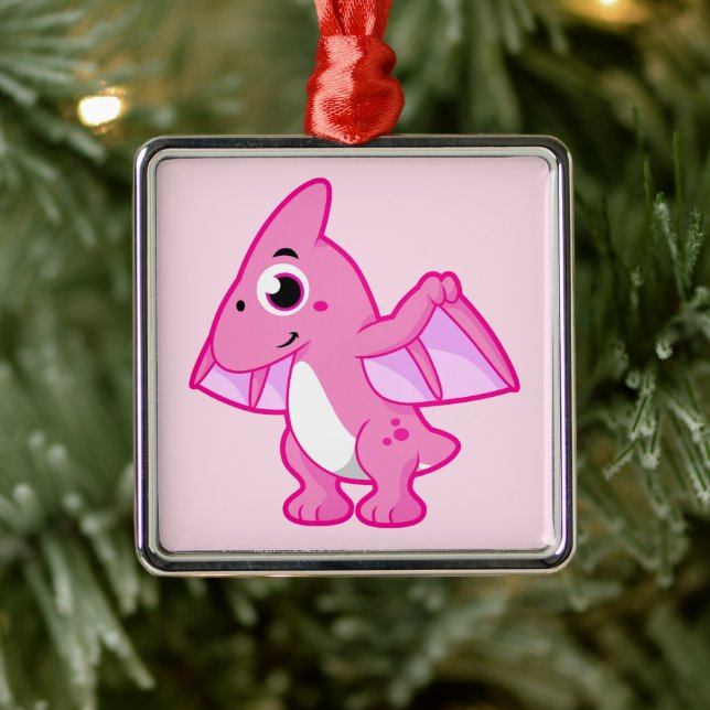 Niedliche Illustration eines Pterodaktyls. Ornament Aus Metall (Baum)