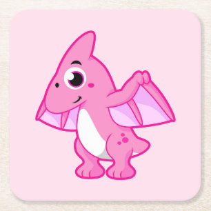 Niedliche Illustration eines Pterodaktyls. Rechteckiger Pappuntersetzer