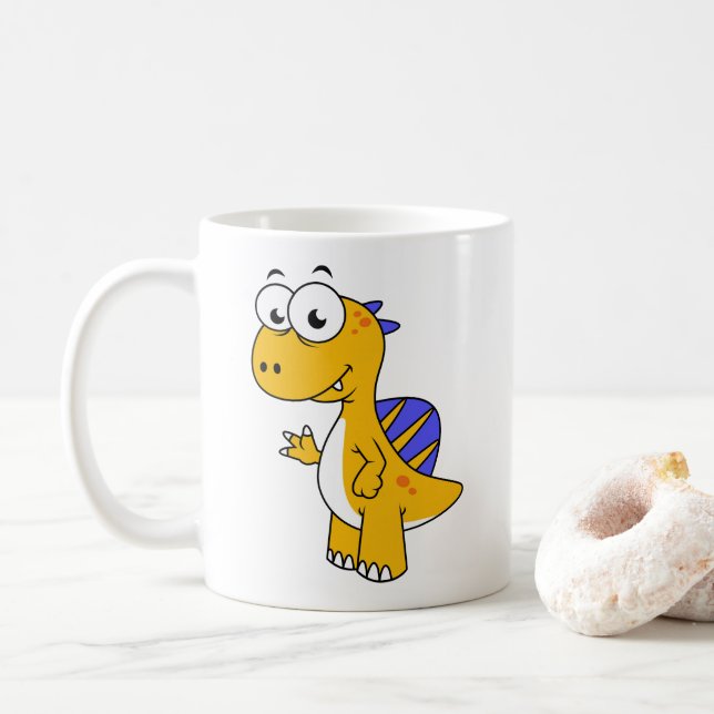 Niedliche Illustration eines Spinosauriers. 2 Kaffeetasse (Mit Donut)