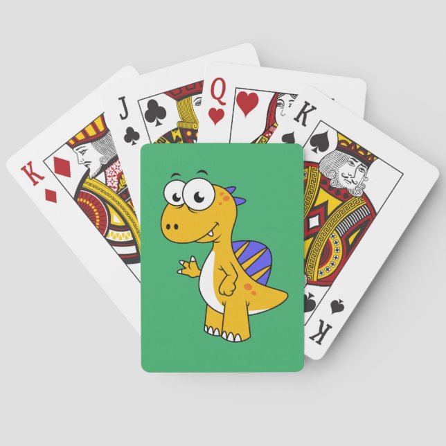 Niedliche Illustration eines Spinosauriers. 2 Spielkarten (Rückseite)