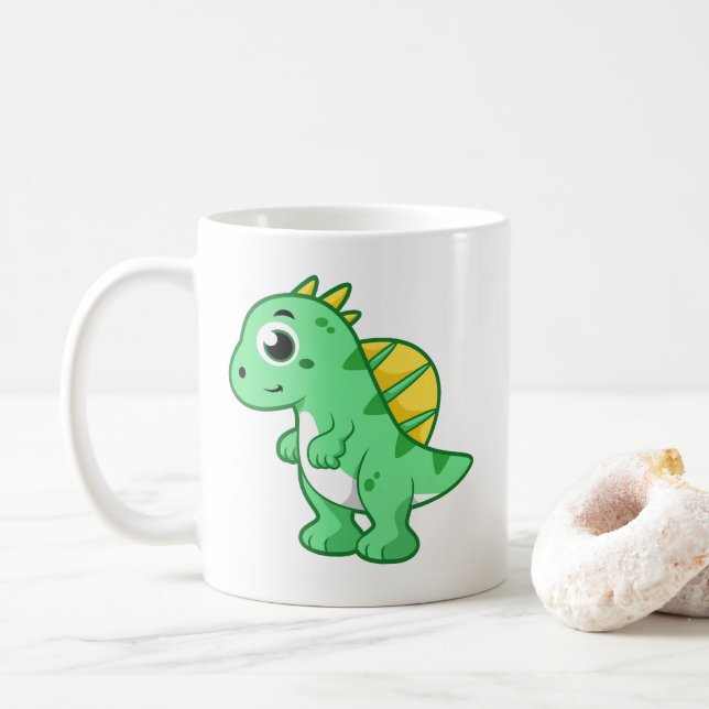 Niedliche Illustration eines Spinosauriers. Kaffeetasse (Mit Donut)