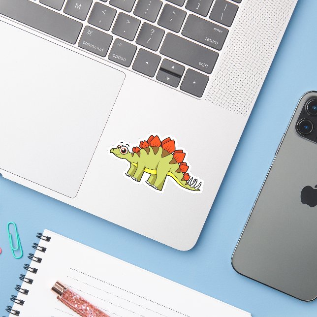 Niedliche Illustration eines Stegosaurus Dinosauri Aufkleber (Laptop mit iPhone)