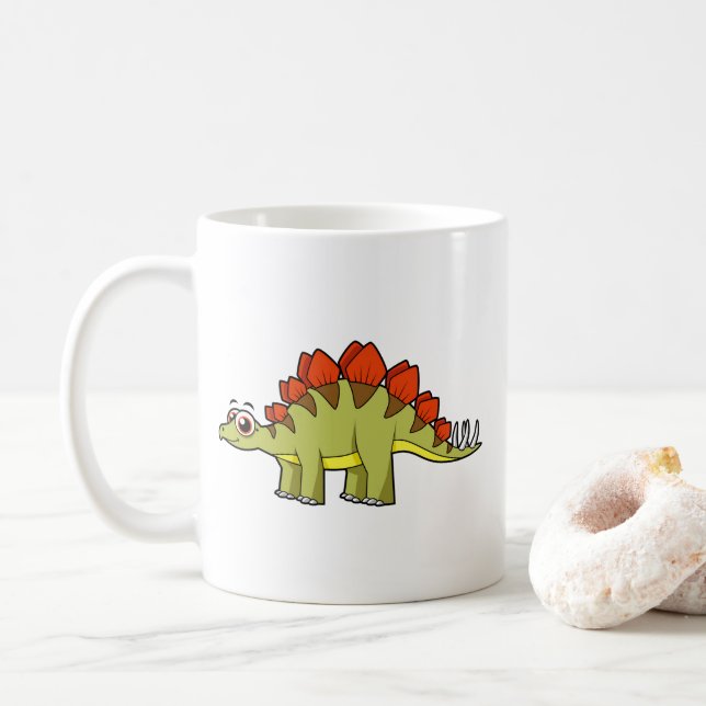 Niedliche Illustration eines Stegosaurus Dinosauri Kaffeetasse (Mit Donut)