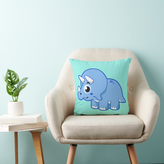 Niedliche Illustration eines Triceratops Dinosauri Kissen (Stuhl )