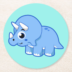 Niedliche Illustration eines Triceratops Dinosauri Runder Pappuntersetzer