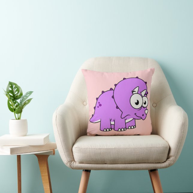 Niedliche Illustration eines Triceratops. Kissen (Stuhl )