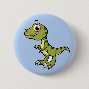 Niedliche Illustration eines Tyrannosaurus Rex. Button