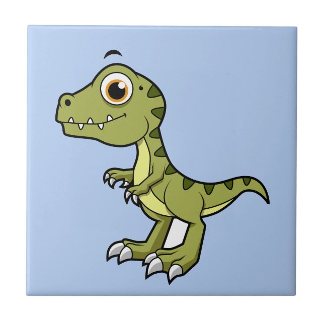 Niedliche Illustration eines Tyrannosaurus Rex. Fliese (Vorderseite)