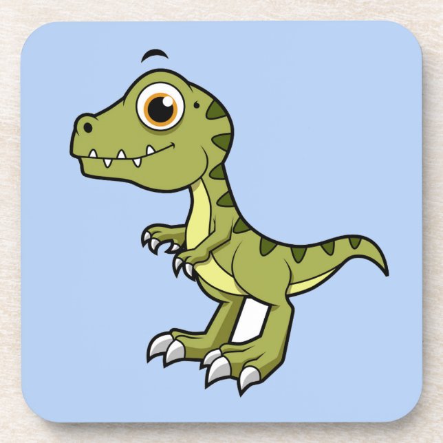 Niedliche Illustration eines Tyrannosaurus Rex. Getränkeuntersetzer (Vorderseite)