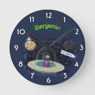 Niedliche Illustration zum Cartoon "Fisch ohne Rau Runde Wanduhr