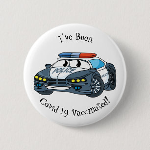 Niedliche Illustration zum Cartoon von Polizeiwage Button