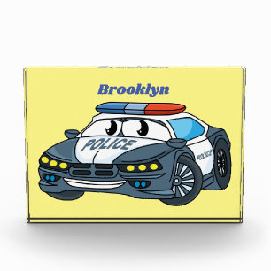 Niedliche Illustration zum Cartoon von Polizeiwage Fotoblock