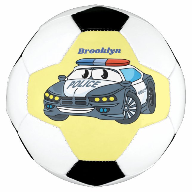 Niedliche Illustration zum Cartoon von Polizeiwage Fußball (Vorderseite)