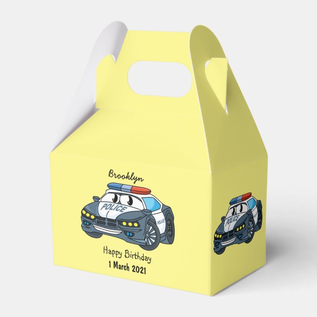 Niedliche Illustration zum Cartoon von Polizeiwage Geschenkschachtel (Vorderseite)