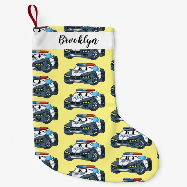 Niedliche Illustration zum Cartoon von Polizeiwage Kleiner Weihnachtsstrumpf (Vorderseite)