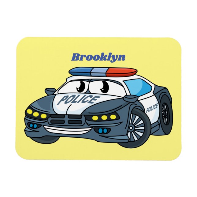 Niedliche Illustration zum Cartoon von Polizeiwage Magnet (Horizontal)