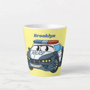 Niedliche Illustration zum Cartoon von Polizeiwage Milchtasse