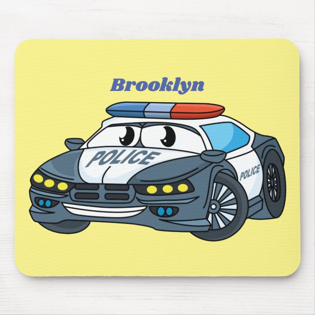 Niedliche Illustration zum Cartoon von Polizeiwage Mousepad (Vorne)