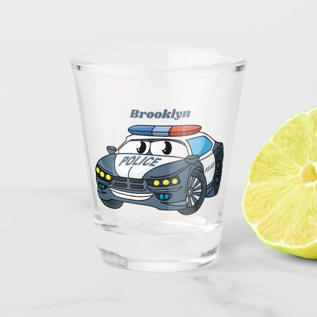 Niedliche Illustration zum Cartoon von Polizeiwage Schnapsglas (Vorderseite)