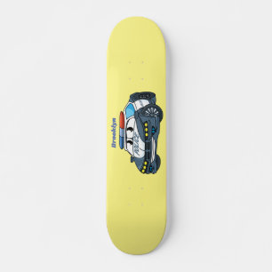 Niedliche Illustration zum Cartoon von Polizeiwage Skateboard