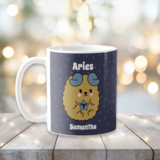 Niedliche Illustrierte Äries Personalisierte Diode Kaffeetasse (Cute Illustrated Aries Zodiac Personalized Coffee Mug
)