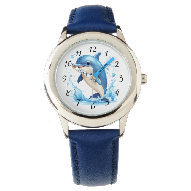 Niedliche Illustrierte Dolphin Armbanduhr (Vorderseite)