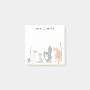 Niedliche illustrierte Katze züchtet Post-it Klebezettel