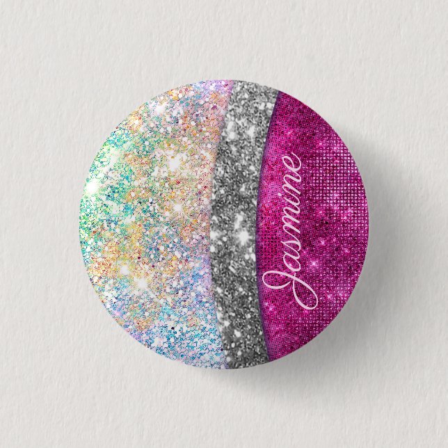 Niedliche Imitate aus rosa Glitzer Button (Vorderseite)