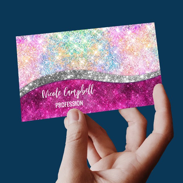 Niedliche Imitate aus rosa Glitzer Magnetische Visitenkarte (Von Creator hochgeladen)