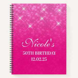 Niedliche Imitate Glitzer Hot Pink Ombre 50. Gebur Notizbuch