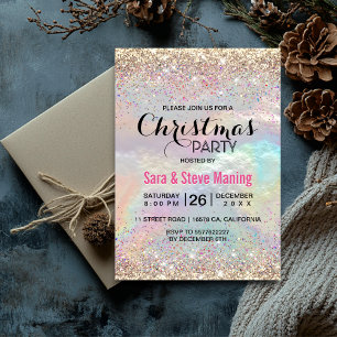 Niedliche Imitate Gold Glitzer Weihnachten Einladung