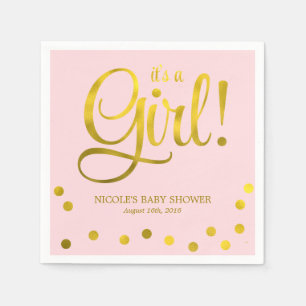 Niedliche Imitate Goldene Foil Confetti Girl Babyd Serviette