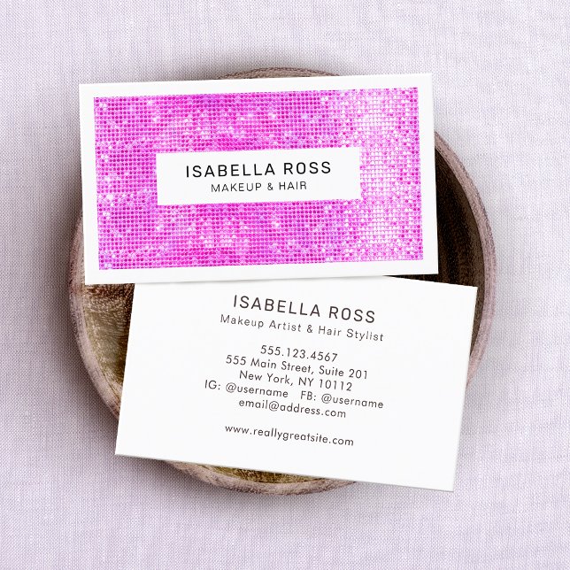 Niedliche Imitate Hot Pink Sequins Schönheit und M Visitenkarte (Von Creator hochgeladen)