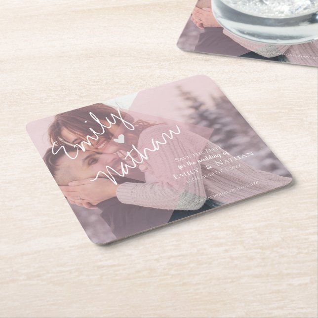 Niedliche Imitate Vellum Heart Pastel Pink Foto Ho Rechteckiger Pappuntersetzer (angewinkelt)