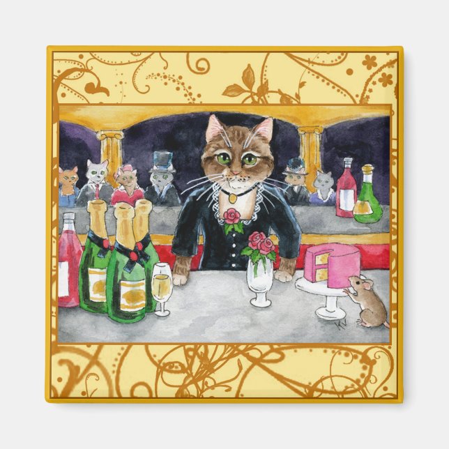 Niedliche impressionistische Katze, Maus, Manet, P Magnet (Vorne)
