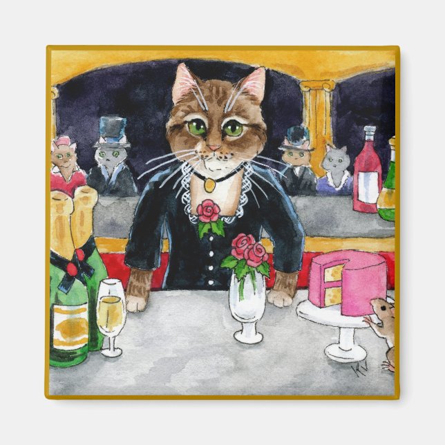 Niedliche impressionistische Katze, Maus, Manet, P Magnet (Vorne)