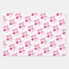 Niedliche, individuell angepasste rosa MAMA- und H Geschenkpapier Set