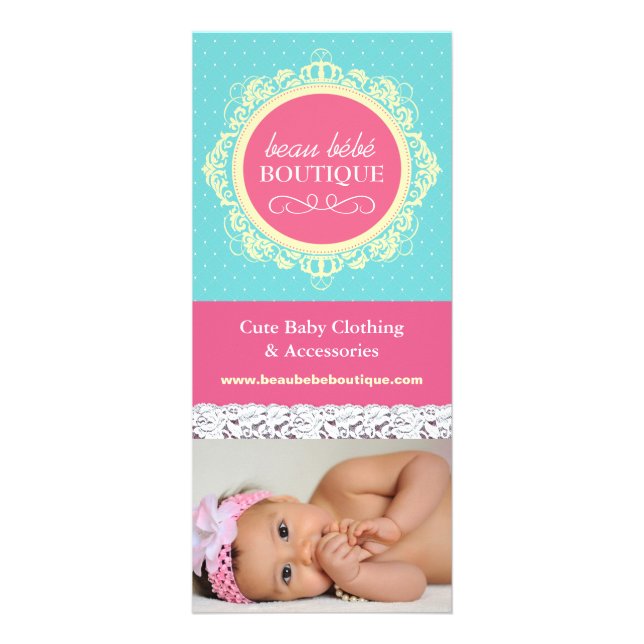 Niedliche individuell anpassbare Baby Boutique Rac Werbekarte (Vorne)