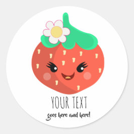 Niedliche individuell anpassbare Kawaii Strawberry Runder Aufkleber
