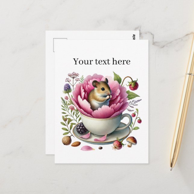 Niedliche, individuell anpassbare Tierfreunde Teac Postkarte (Vorderseite/Rückseite Beispiel)