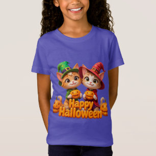 Niedliche Ingwer Katzen in Hexenhut Halloween Kürb T-Shirt