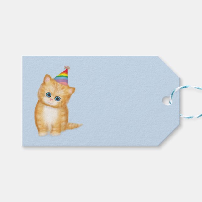Niedliche Ingwer Kitten Geburtstagsgeschenk Geschenkanhänger (Vorderseite (Horizontal))