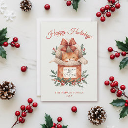 Niedliche Ingwerkatze öffnet nicht bis Weihnachten