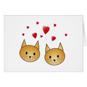 Niedliche Ingwerkatzen. Mit roten Liebe-Herzen