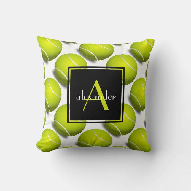 Niedliche Initiale u. Name der Tennis-Ball-w, Kissen (Vorderseite)