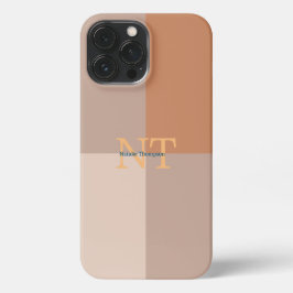 Niedliche Initialen Rosa, Beige und Braun Erdfarbe iPhone 13 Pro Max Hülle