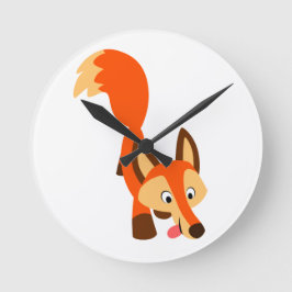 Niedliche inquisitive Cartoon Fox Wall Uhr