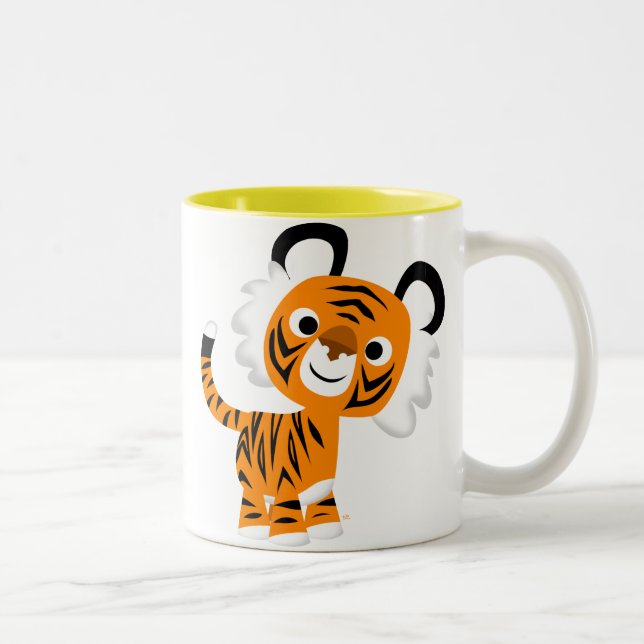 Niedliche inquisitive Cartoon Tiger Tasse (Rechts)